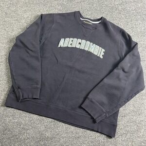 Abercrombie & Fitch Sweatshirt Mens XL Navy Crewneck Logo Pullover Fleece